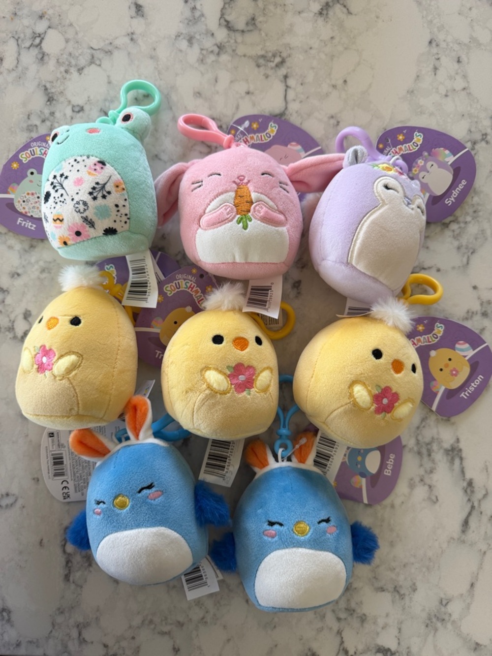 Squishmallows Spring Bunny Chick Animal Keychain Bag Charm Set of Eight